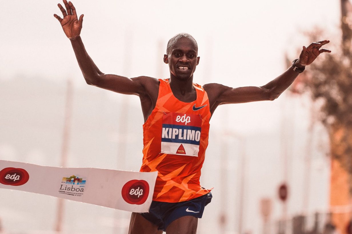 a marathoner finishing a race